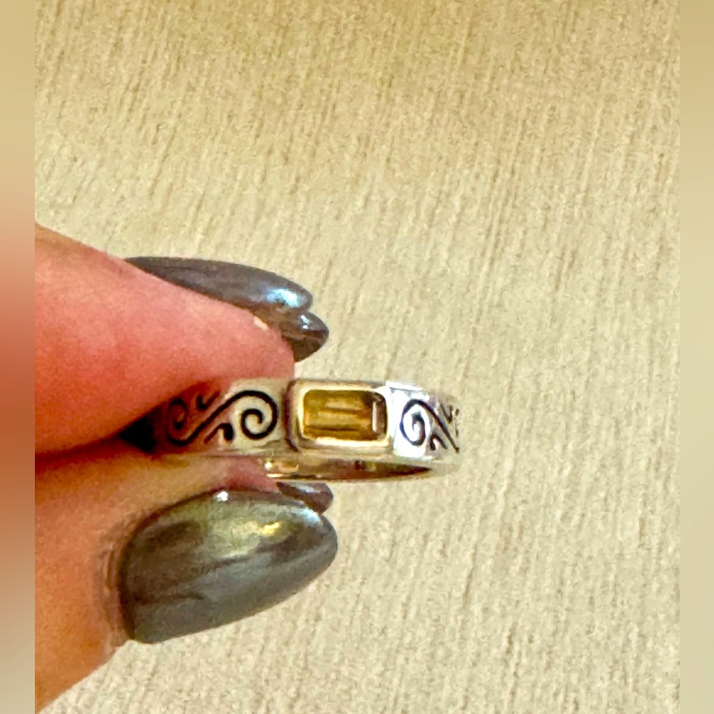 Brighton sterling silver scroll band with citrine Swarovski crystal size 5 - Picture 2 of 7